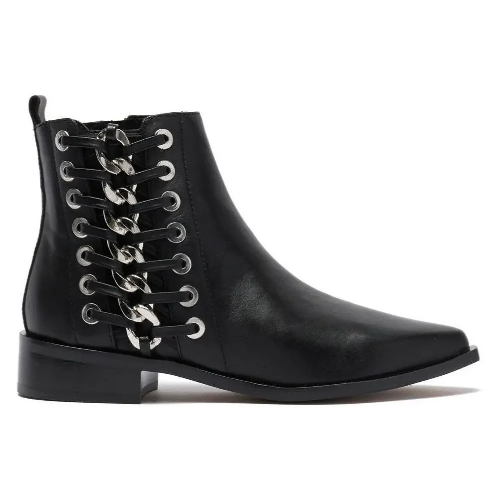 Linea Paolo Women Block Heel Ankle Booties Tatum Size US 5.5M Black Leather - Picture 2 of 5